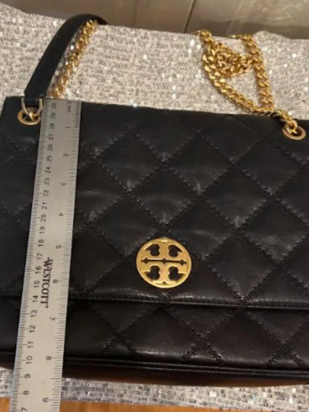 Tory Burch Black Quilted Lather Shoulder Bag